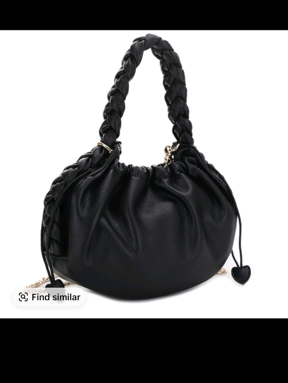Black Braided Handle Shoulder Bag - Women's Fashion Handbag